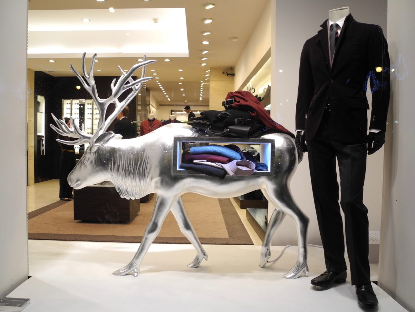 Deer with Mens Clothing in shop window, Barcelona