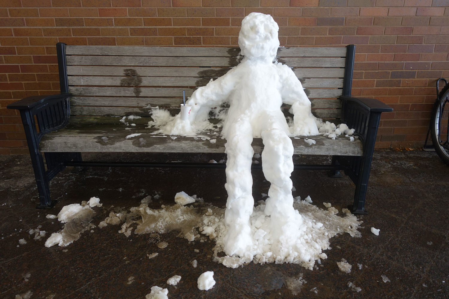 Snow person in wind tunnel at RIT