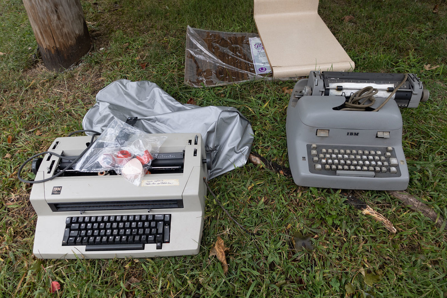 IBM typewriters by curb on Wisner Road