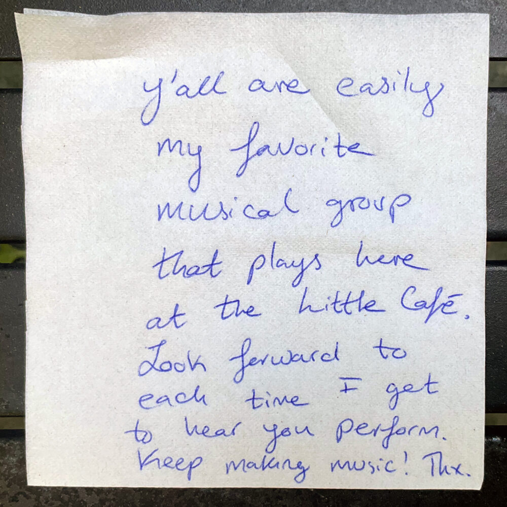 Note left in top jar after 08.22.24 Margaret Explosion gig