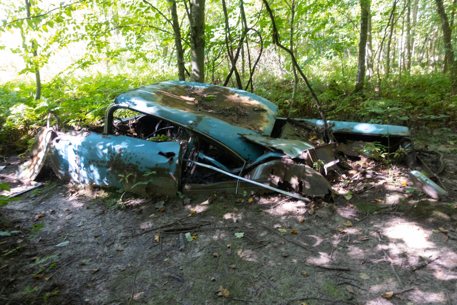 Abandoned car in Four Mile Creek Preserve, Webster