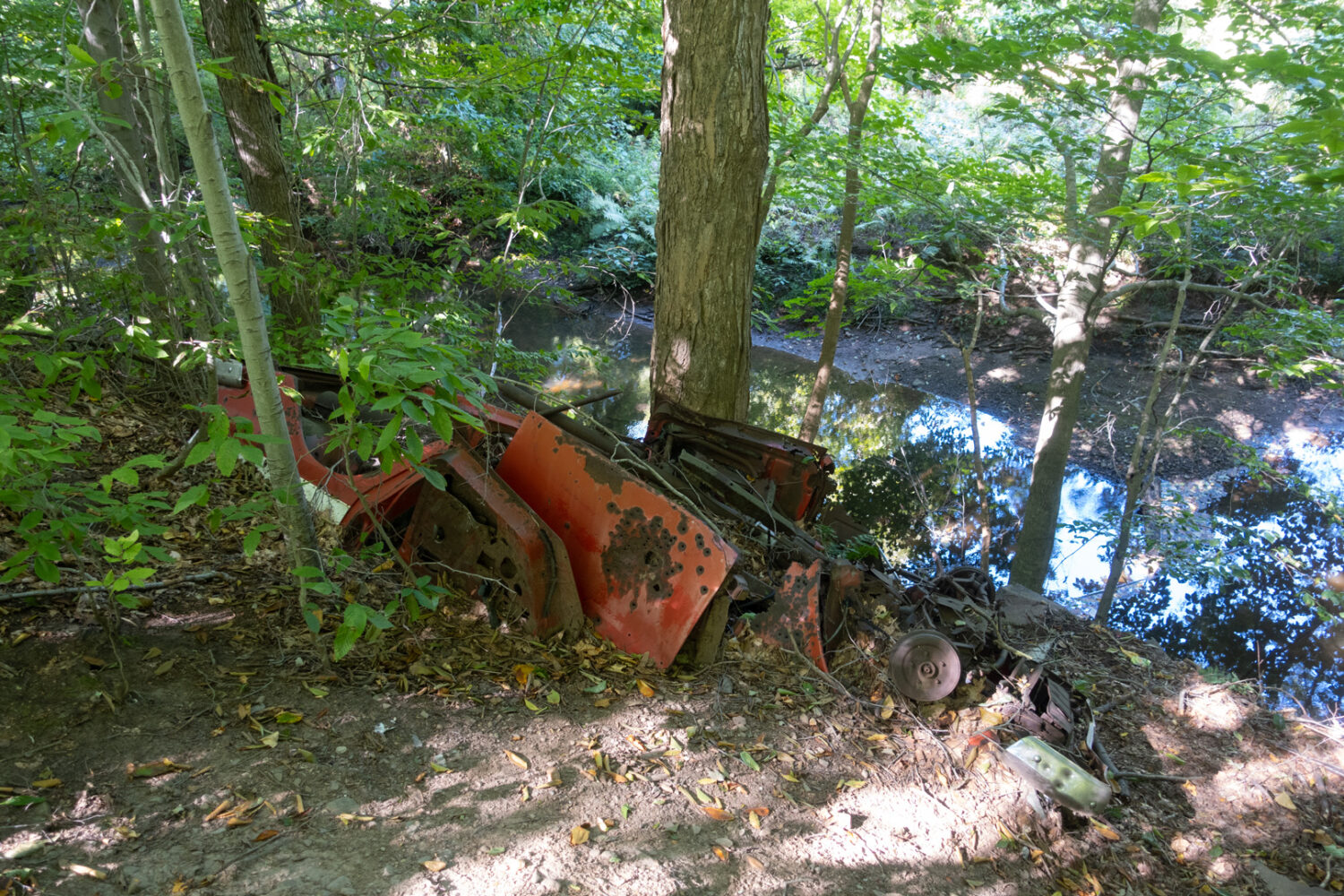 Abandoned car in Four Mile Creek Preserve, Webster