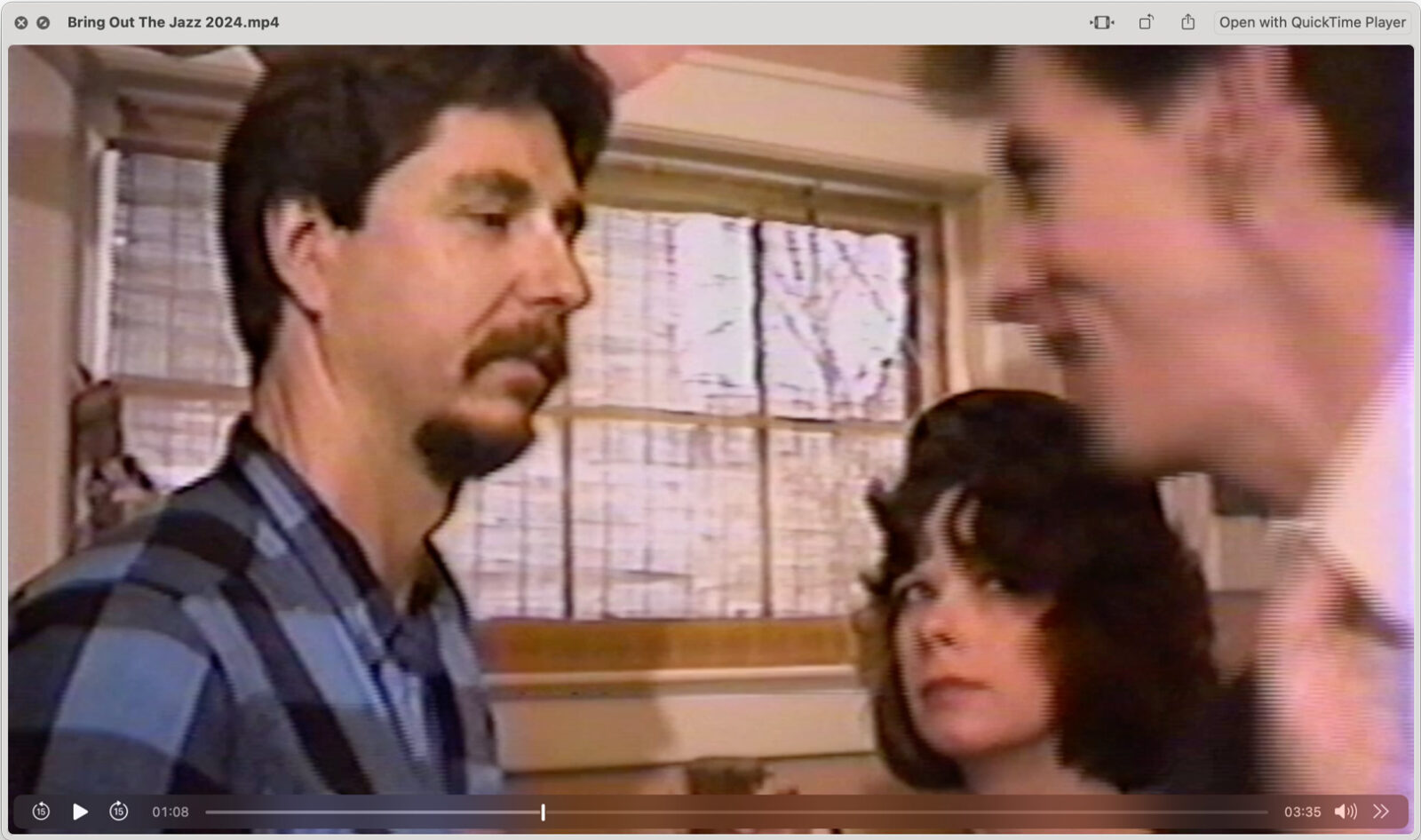 Steve Hoy, Karen Mahoney and Paul Dodd in still from Personal Effects "Bring Out The Jazz" video