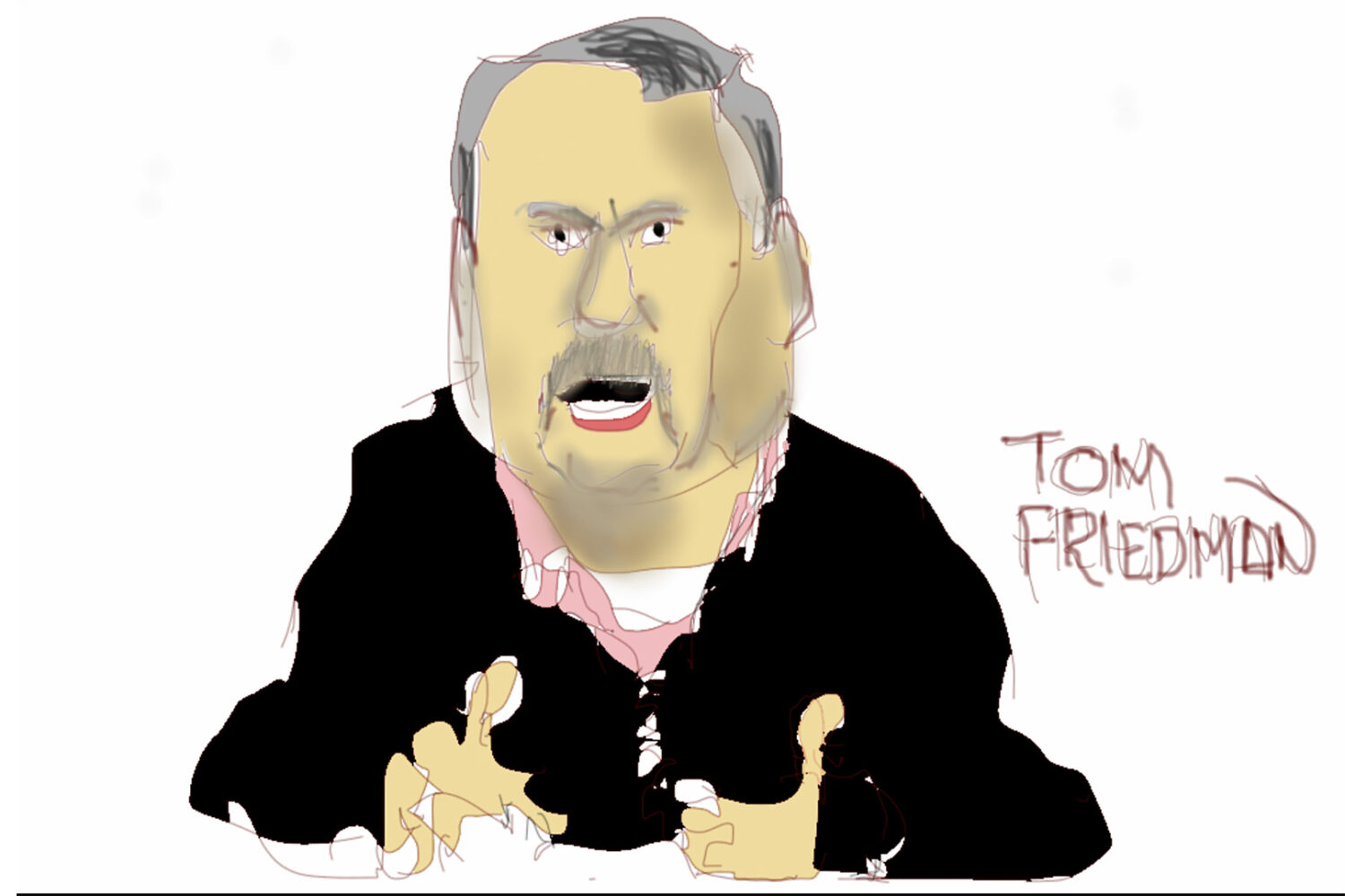 Thomas Freidman on Charlie Rose show. iPad sketch by Leo Dodd