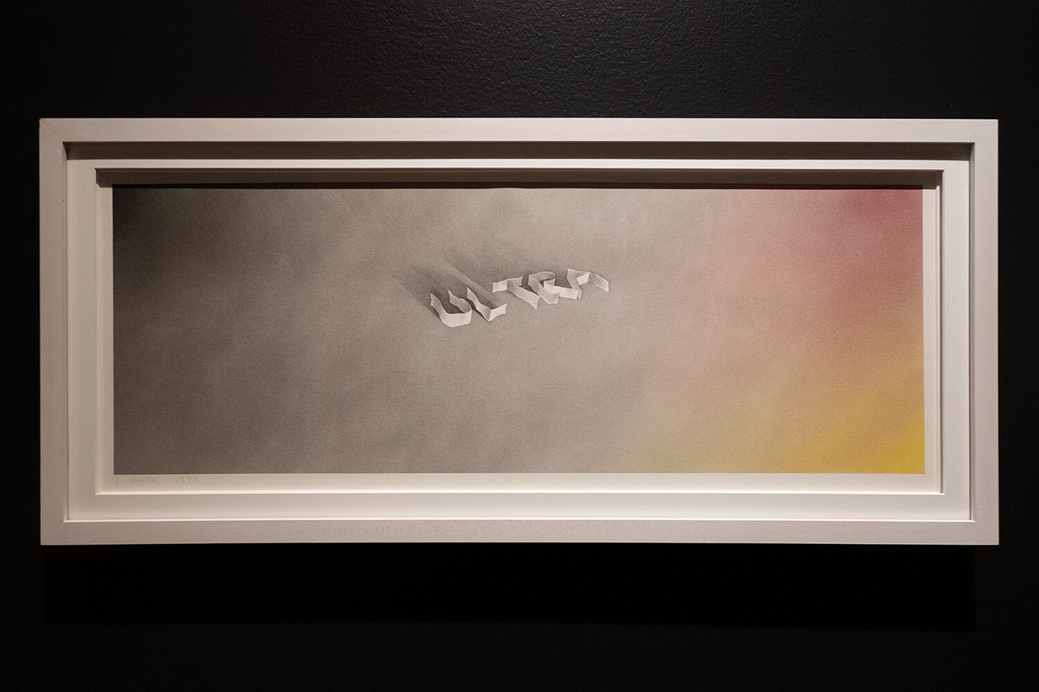 Edward Ruscha "Ultra" 1970 Gunpowder and pastel on paper at MAG