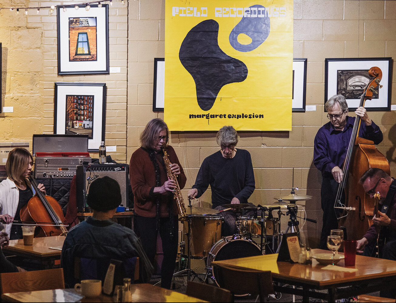 Margaret Explosion performing at the Little Theatre Café at "Field Recordings" CD release. Photo by Wasim